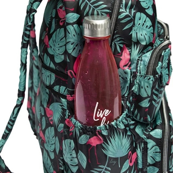 Lug Puddle Jumper Flamingo Palm Print Packable Backpack Multipurpose Travel - Picture 5 of 6